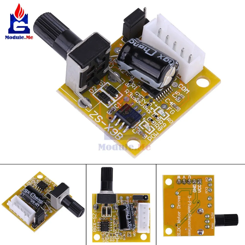

DC 5V-12V-15V 2A 15W BLDC 3-Phase Brushless Motor Speed Controller Motor Driver Sensorless Board Module