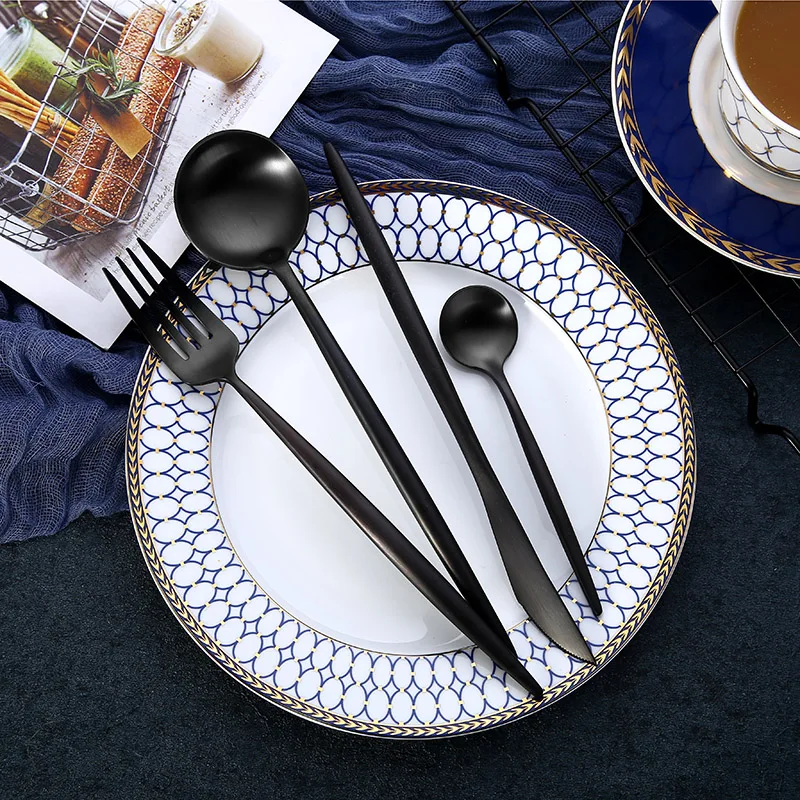 

4Pcs/Set Stainless Steel Flatware Cutlery Set Gold Rainbow Black Dinnerware Tableware Fork Knife Coffee Spoon Drop Shipping