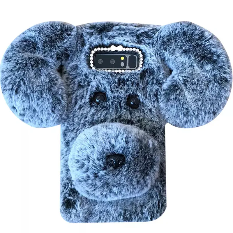 

For samsung galaxy note 9 8 s8 s9 plus s7 edge case cover luxury 3d fluffy warm fur dog soft silicon phone bag capa fundas shell