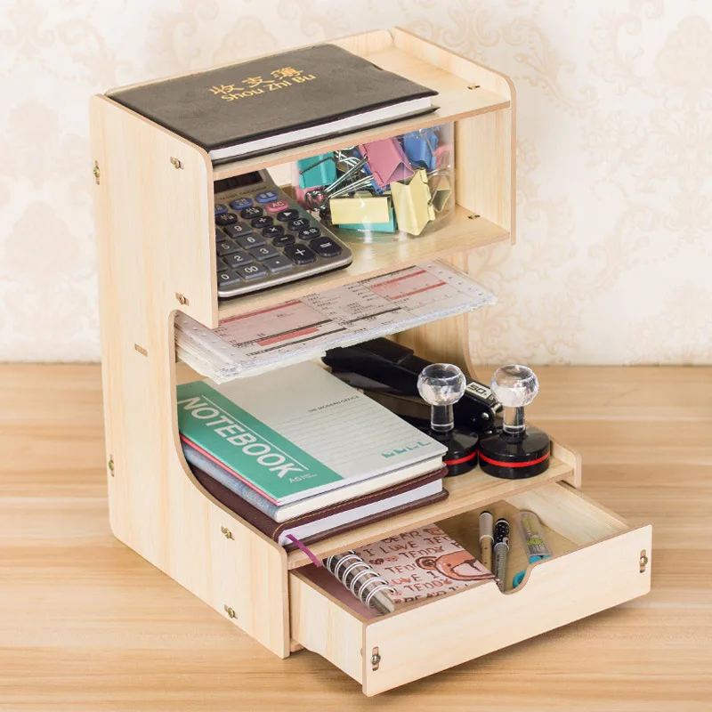 

Wood Magazine Organizers Paper Holder Eco Friendly Multifunction Multilayer Drawer File Storage Box DIY Arrange Organizer Office