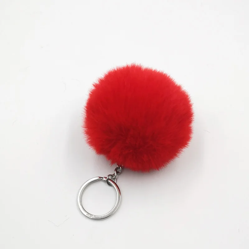 Милый искусственный мех кролика брелок с пушистым помпоном для женщин sleutelhanger помпон llaveros mujer сумка для автомобилей брелок для ключей portachiavi - Цвет: red