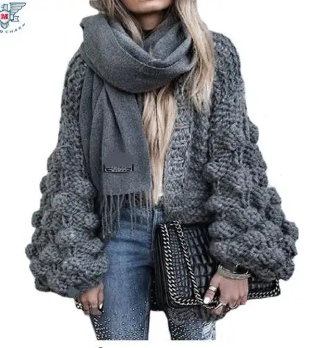 

2018 Autumn&Winter Knitted grey black red nude pink Crochet Sweater for Women Chunky Cardigan Coat Open Female Dress + suit