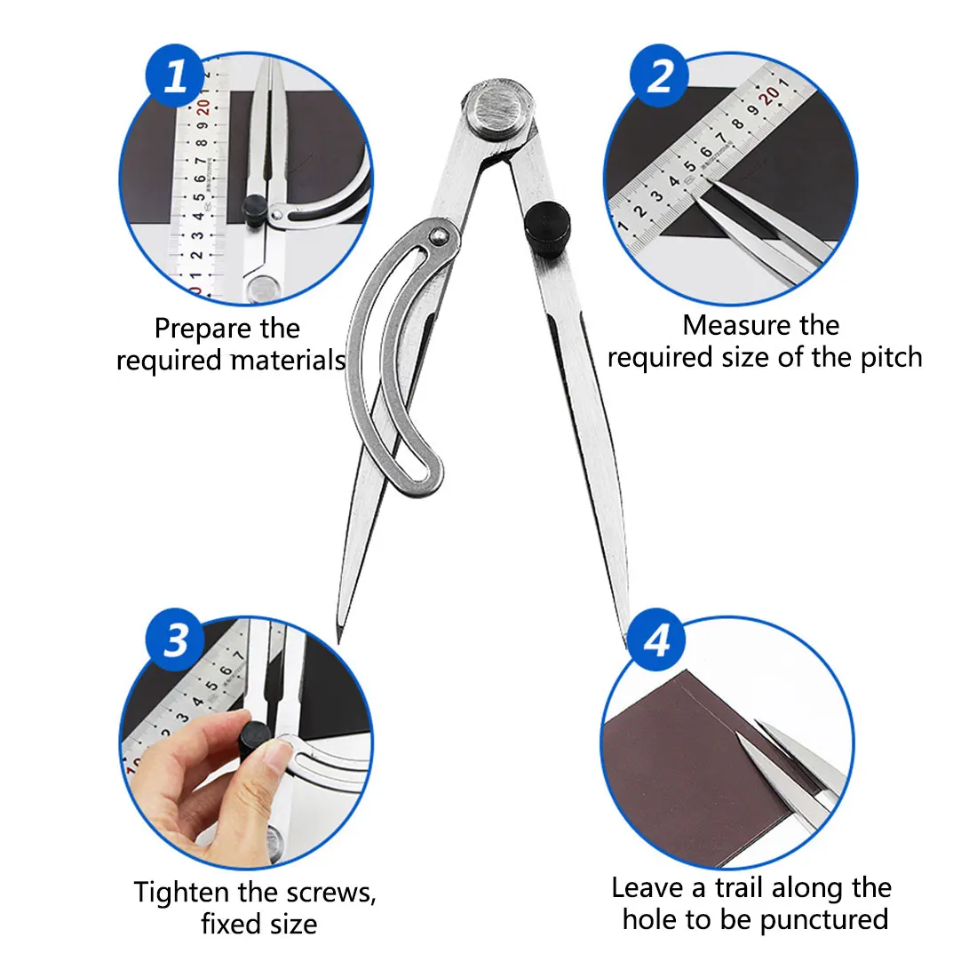 Spacing Compass Leather Craft Rotating Sewing Handmade Tool Wing Divider Spacing Compasses Edge Creaser Tools Spacing Compass Leather Craft Rotating Sewing Handmade Tool Wing Divider Spacing Compasses Edge Creaser Tools