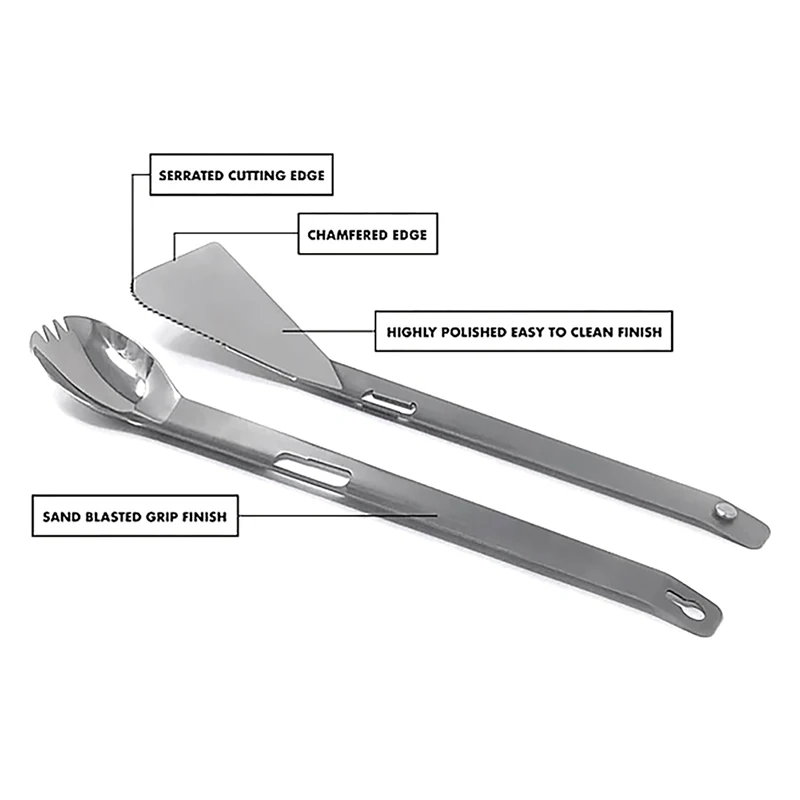 3 en 1 de acero inoxidable cuchara tenedor cuchillo cubiertos cuchara de mesa al aire libre senderismo Picnic cubiertos equipo de Camping