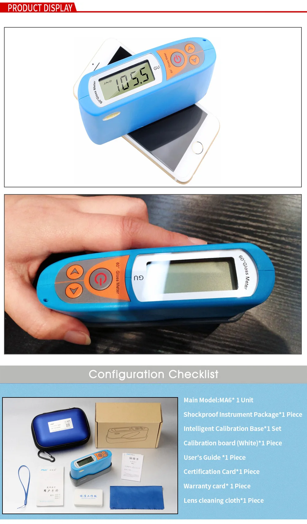 Universal Digital Gloss Meter Ceramic Glossmeter Color Meter Colorimeter Photometry Instrument Gloss Tester Testing Meter MA6