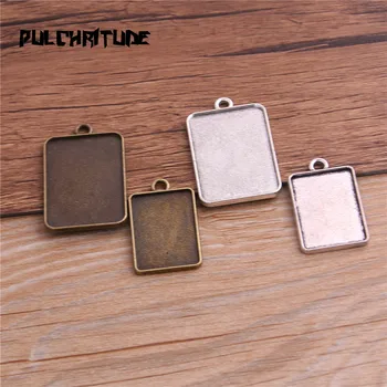 

6pcs/lot two color cabochon pendant base tray blanks Inner 18*25mm jewelry rectangle bezels diy settings T6415