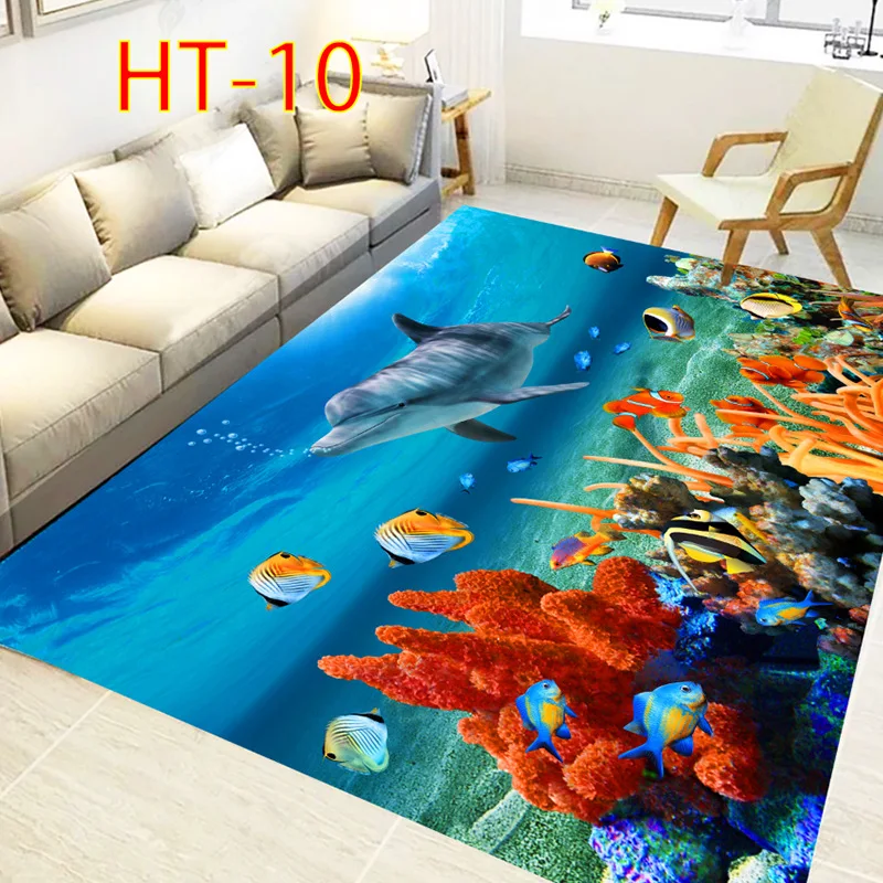 Blue Sea ocean Mediterranean Style 3D Carpets for Living Room Bedroom Area Rugs Coffee Table Sofa Bed Floor Mat Hallway Carpet