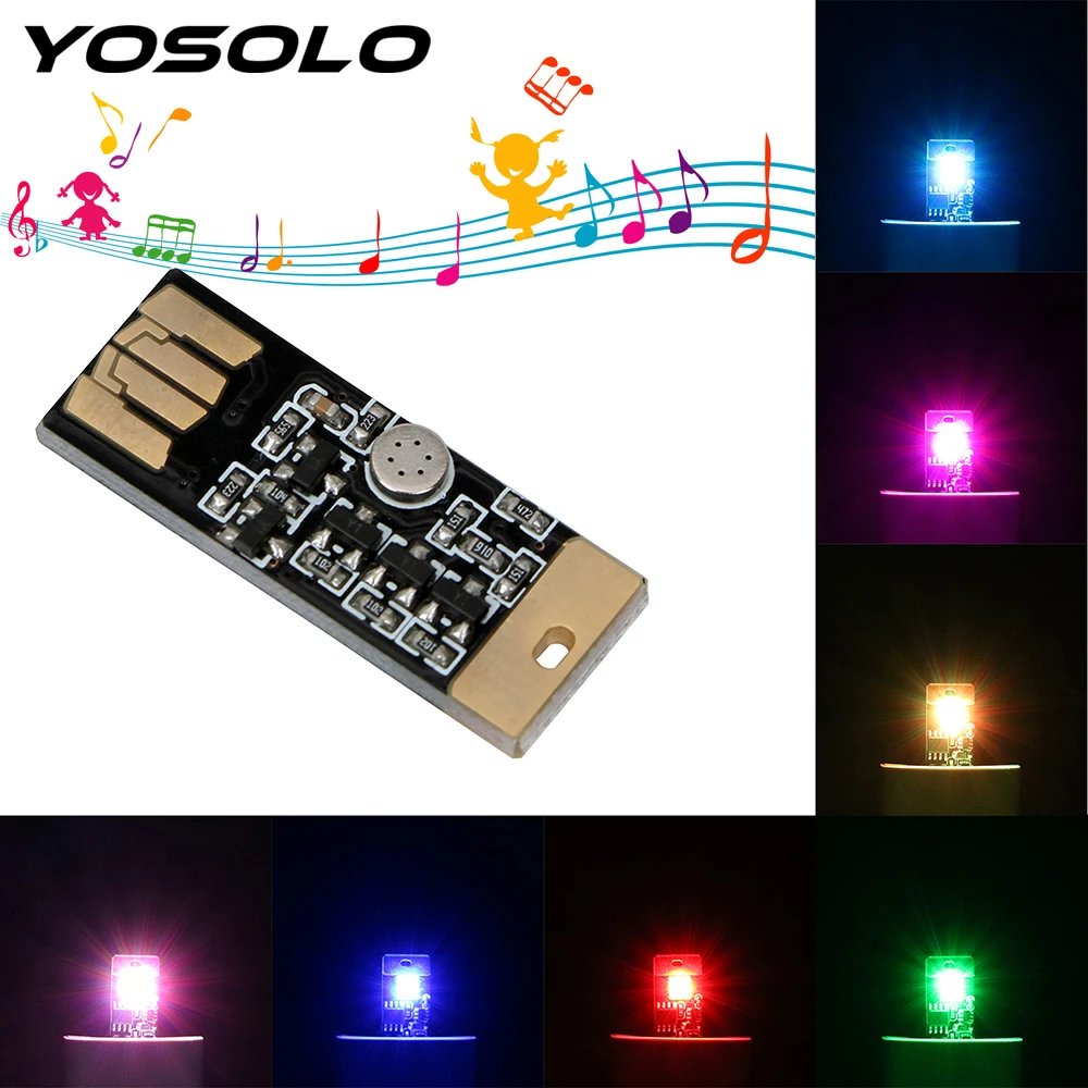 

YOSOLO USB Car LED Atmosphere Light RGB Music Rhythm Lamp Touch and Sound Control Lamp Interior Decoration