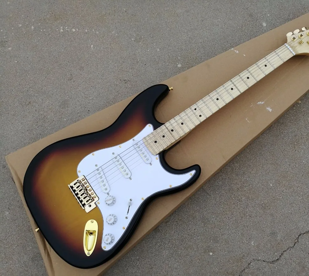 Free shipping High Quality Stratocaster 6 Strings in Wood color stratocaster electric guitar Red