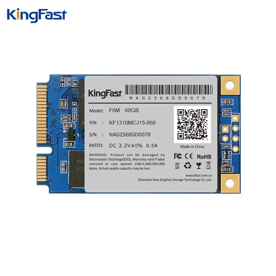 Kingfast F6M super speed internal SATA II/III Msata ssd 60GB MLC Nand flash Solid State hard hd disk Drive for laptop/ultrabook