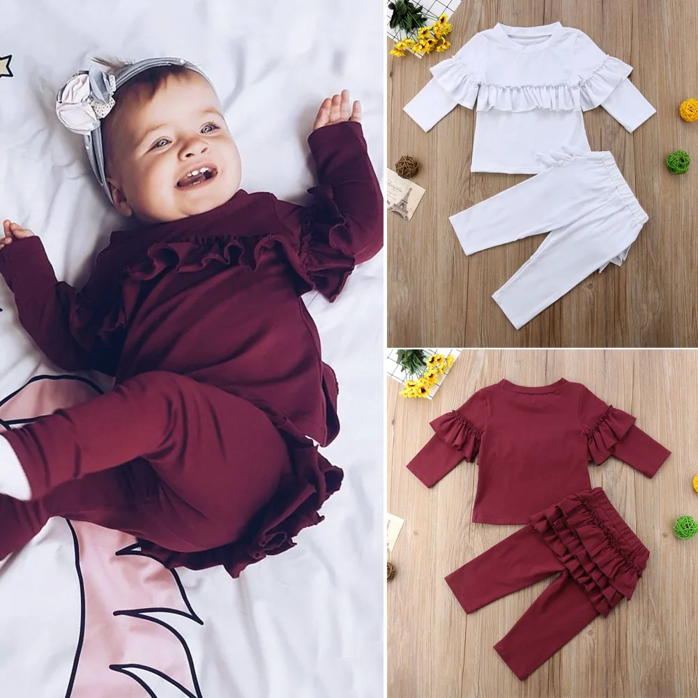 Милая Одежда для новорожденных девочек; футболка; верхние леггинсы; комплект одежды; спортивный костюм