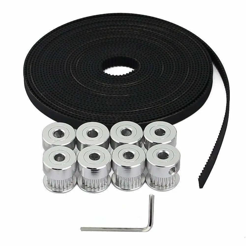 2mm Pitch 6mm Wide Open Timing Belt + 8pcs 5mm 20 Teeth Aluminum Pulley Wheel For Reprap 3d Printer Prusa I3 Mendelmax | Компьютеры и