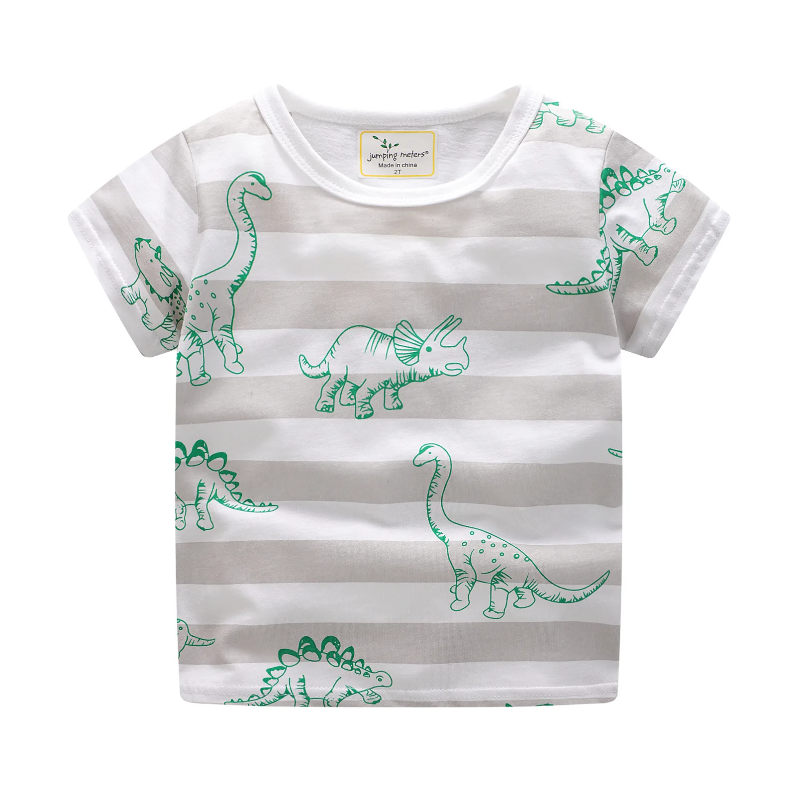 

New Summer striped dinosaur t-shirt Cotton Tops Tees For Boy Children Clothing toddler tops tees top quality camisetas 2-7Y