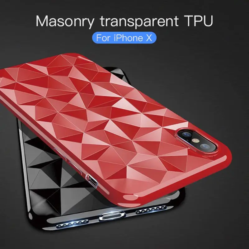 Phone Case For iPhone X XS 6 6s XR 7 8 Plus Fashion Geometric 3D Diamond Rhombus Transparent Soft TPU Silicone |