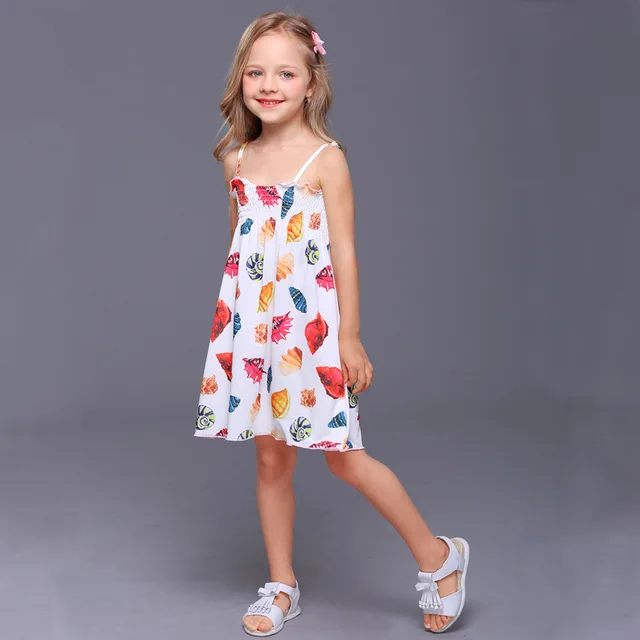 Mottelee Girls Dress 2018 Summer Sea Shell Print Dresses for Girl ...