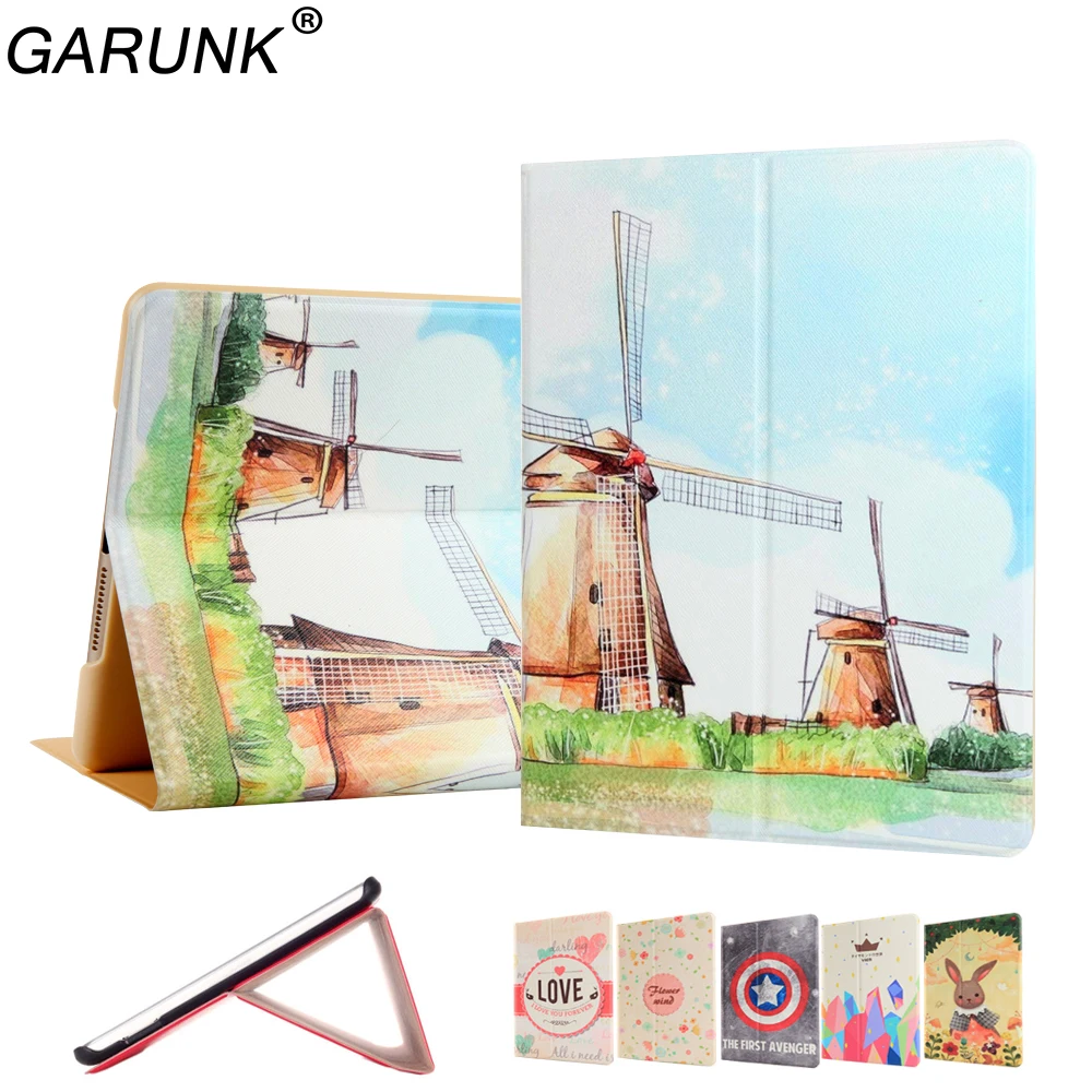 Чехол для iPad Air 1st 2 9 7 '' GARUNK рисунок цветы симпатичная башня девушка Filp Кожаный