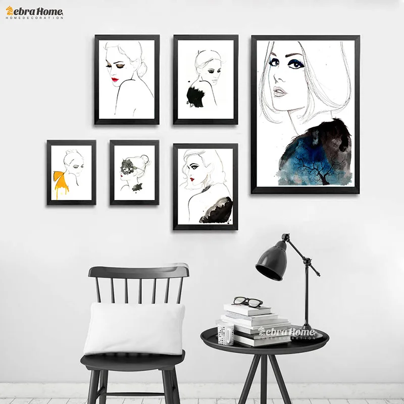 

Woman Curve Sketch Art Canvas Print Poster Black and White Abstract Art Linear Pictures For Living Room Modern Home Decor