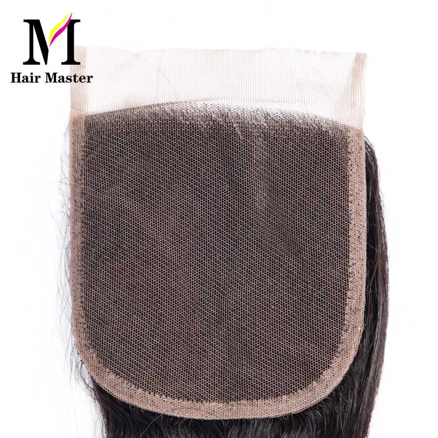 Волосы Мастер бразильские человеческие волосы прямые 8-20 дюймов 4*4 Кружева Закрытие Средний свободный три части натуральный цвет не Реми закрытие