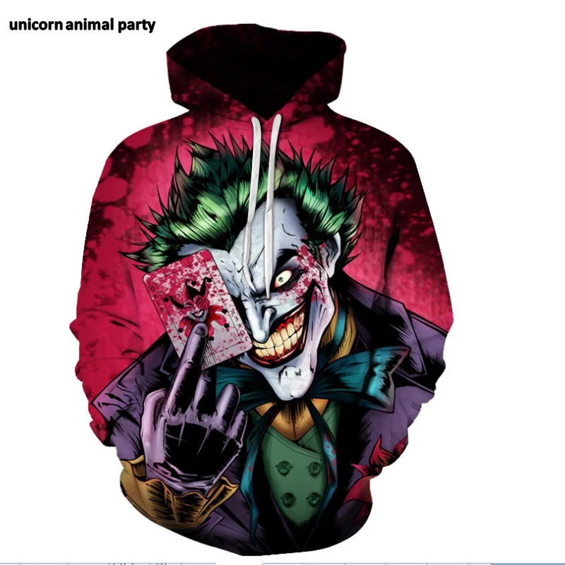 

Size s - Size 5 xL 3d digital print Kigurumi Cosplay Halloween street hip-hop evil clown hoodie long sleeve casual pullover