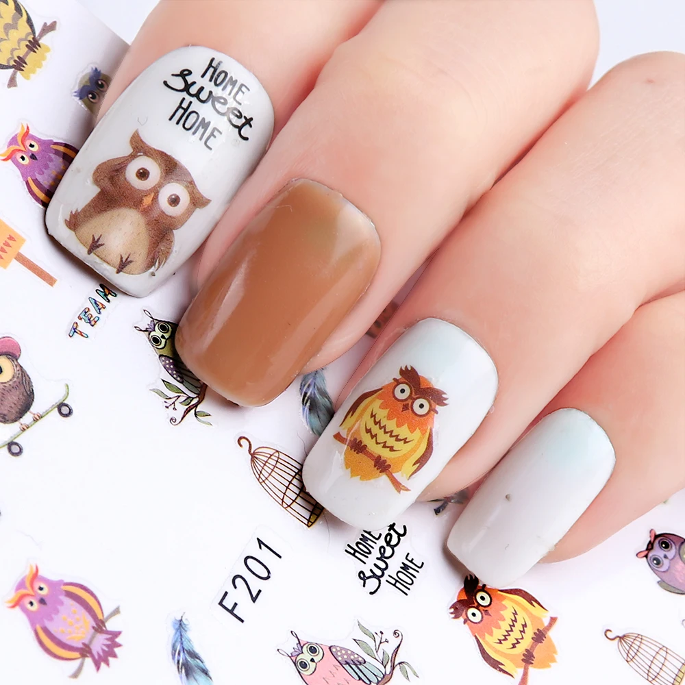 

1pcs 3D Nail Sticker Colorful Succulent Owl Plants Poppy Flower Animal Pattern Daisy Nail Art Adhesive Transfer Sticker TRF/CA