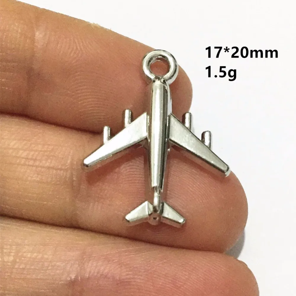

BULK 30 Zinc Alloy Airplane Charms Shiny Silver Pendant for Travel Pilot Bangle Bracelet DIY Jewelry Gifts 17*20mm 1.5g