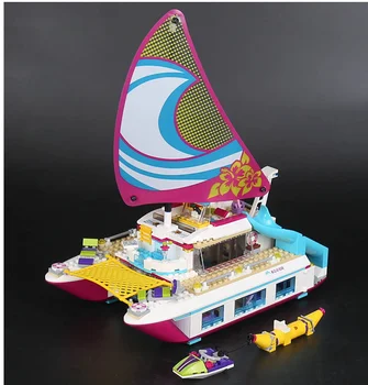 

[TOP] 651pcs Friends Girl Series Dolphin ship Building Blocks Sunshine Catamaran boat kids Bricks toy Compatible Legoed gift