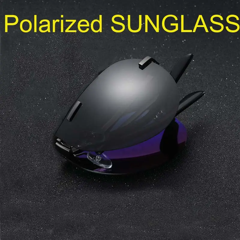 

reggaeon luxury Polarized Sunglasses Man Folding Driving Portable Sun Glasses Men women Big Oversize Frameless sunglasses black