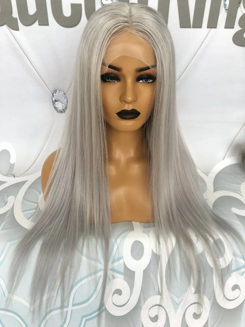 QueenKing парик из прозрачного кружева спереди 180% Плотность пепельный светловолосый парик серебристо-серый бразильский волосы Remy за ночь