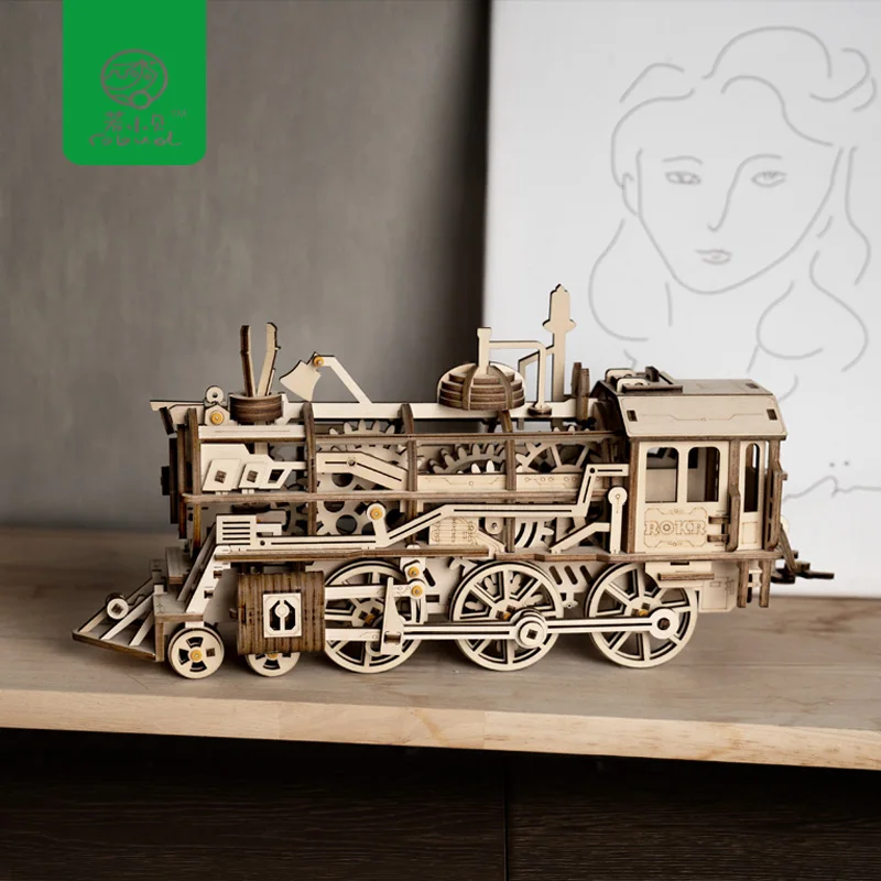 

Robud DIY 3D Puzzle Laser Cutting Wooden Mechanical Model Building Kits Action by Clockwork Toys for Children Adult
