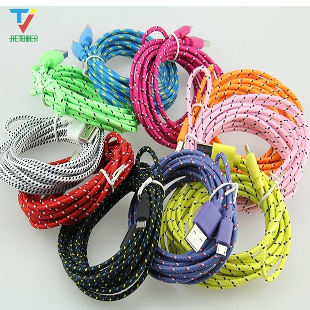 US $218.13 500pcslot Colorful USB Data Sync round braided Charger Cable Cord Wire 1M2M3M 5pin 8pin For iPhone 8 7 android phone cheap