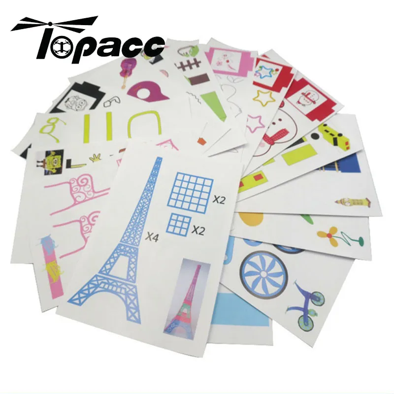 

44 Patterns 22Pcs Printing Paper Film DIY 3D Pen Graffiti Board Sample Plate 3D Printing Material For Kids Children Random Sent