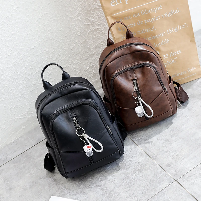 

Bolsa Mochila Women’s High Quality Top Genuine Leather Backpack Anti-Theft School Travel Shoulder Large Bag Hot Bear Charm Bags