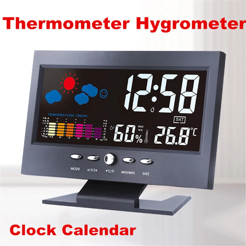 LCD-Display Digital Thermometer Hygrometer Wetterstation Wecker mit Kalender Neu