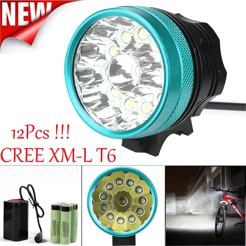 

New High Quality 30000LM 12 x XML T6 LED 6 x 18650 Bicycle Cycling Light Waterproof Lamp Drop Shipping