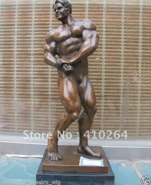 

Western Art Muscle man Bodybuilder sculpture Pure Bronze Marble statue discount 30%
