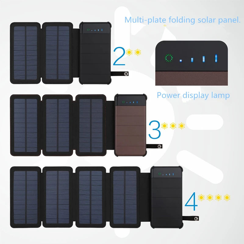 KERNUAP 8 Вт Складная солнечная батарея 10000 мАч Универсальный портативный мобильный телефон планшеты зарядное устройство на открытом воздухе аварийный внешний аккумулятор