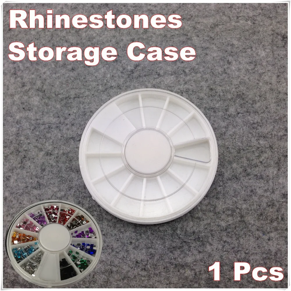 

1 Piece White Plastic Empty Wheel Box Case For Nail Art Gems Rhinestones Storage Case + Free Shipping (NR-WS85)