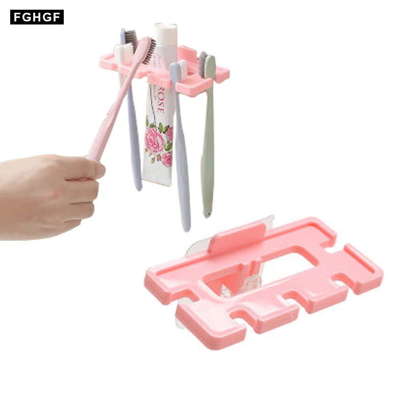 Adhesive Bathroom organizer Toothpaste Toothbrush Holder Wall Mounted