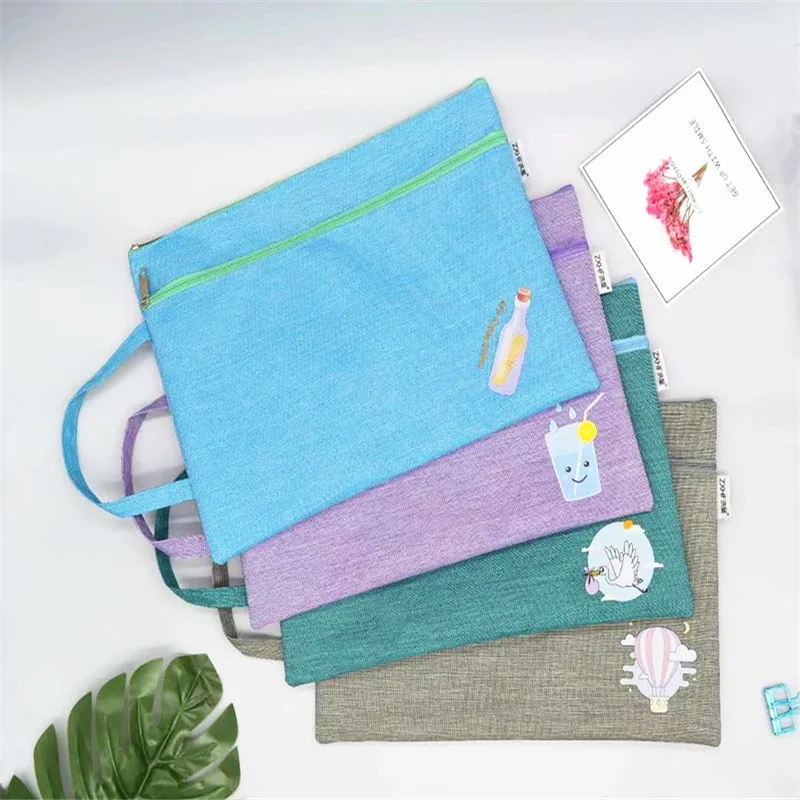 

Multifunction Oxford cloth waterproof document Bag double layer zipper File Folder large storage File Bag office school supplies