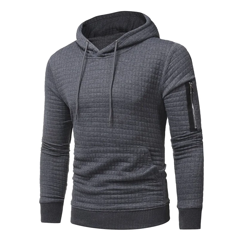 2017 Casual Hoodie Men'S Hot Sale Plaid Jacquard Zipper Hoodies Fashion