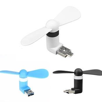 

10pcs Mini USB Fan Portable Micro 2-in-1 Cellphone Cooler Rotating Mobile Phone Fan for Android OTG Mobile Phone Power Bank