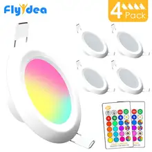 4 шт. светодиодный светильник круглый с регулируемой яркостью 7 Вт RGBW светодиодный детский потолочное утопленное пятно светильник инфракрасный контроллер изменение цвета AC 110 В/220 В