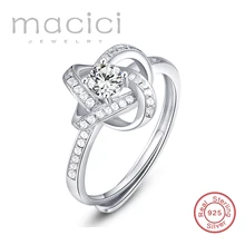 100% Sólido 925 Anillo de Plata Esterlina Pavimenta El Ajuste Completo Diamante de LA CZ Hermosos Anillos De Tamaño Ajustable