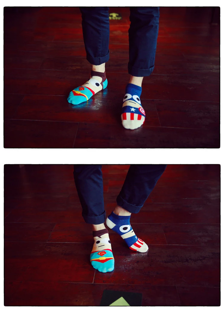 Мультяшный супергерой 7 цветов сезон: весна-лето для мужчин не показать лодыжки носки для девочек Брюс Ли Китай Бэтмен Прохладный Socken Каос