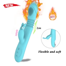 10 mode Rabbit Dildo Vibrator Heating Telescopic Rotation Adults Erotic Sex Toy for Woman Masturbator G Spot Clitoris Stimulator
