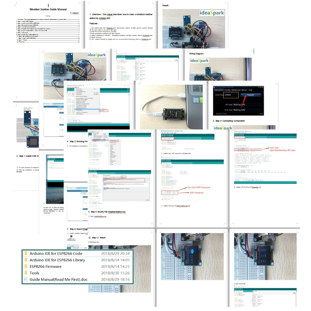 ESP8266 Погодная станция комплект с Температура влажности atmosphetic Давление светильник Сенсор 0,96 Дисплей для Arduino IDE/SATA IoT стартер