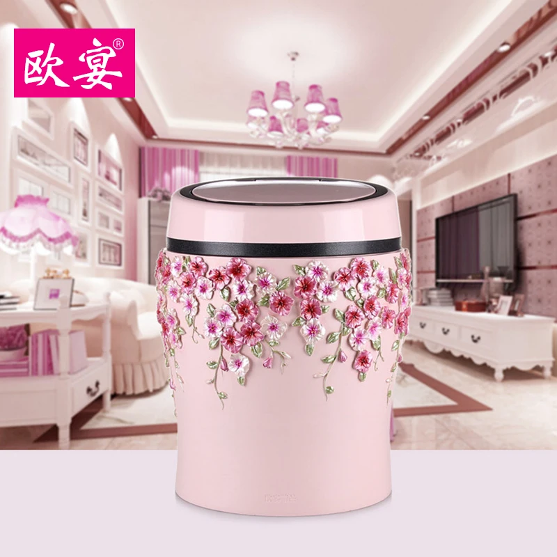 

European dinner smart sensor dustbin automatic fashion living room home storage bucket resin garbage can