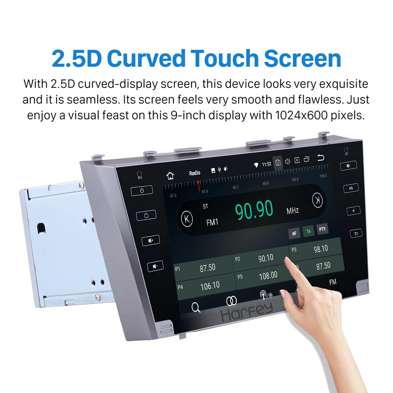 Flash Deal Harfey Car Multimedia Player For 2007-2011 Toyota Camry Android 8.0 Car Auto Radio 8-core 1024*600 HD 9 Inch GPS Stereo Audio 2