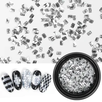 

3D Sparkly Diamond Flakes Nail Sequins DIY Laser Silver White Shiny Tip Rhinestones Manicure Paillette Nail Glitter Decor