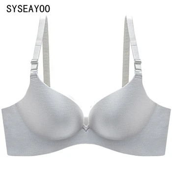 

Drawing non-trace without rims breathable small cup thick together gather bra sexy lingerie